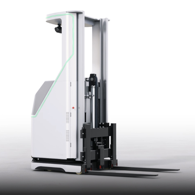 Robot forklift bergerak gudang industri