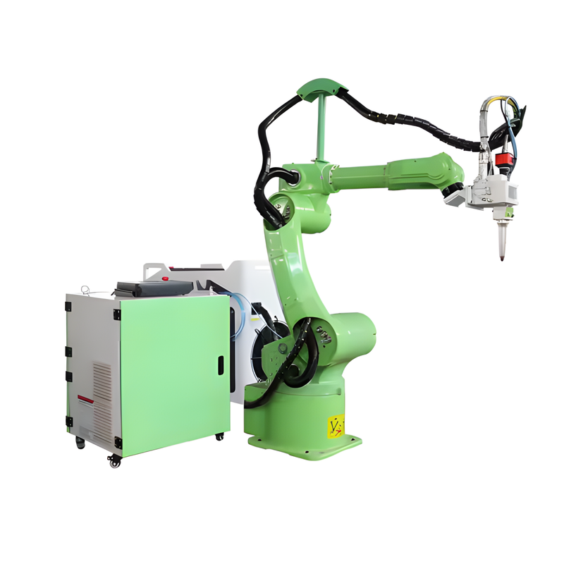 Robot Arm Equipped With Different Laser Gun Heads Realize Welding Cleaning and Cutting