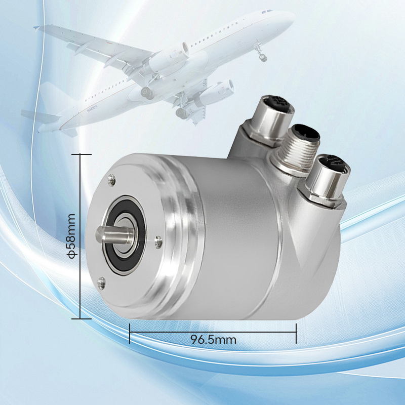 CANopen protocol multi-turn single-turn absolute value -58mm outer diameter blind hole type clamping ring encoder